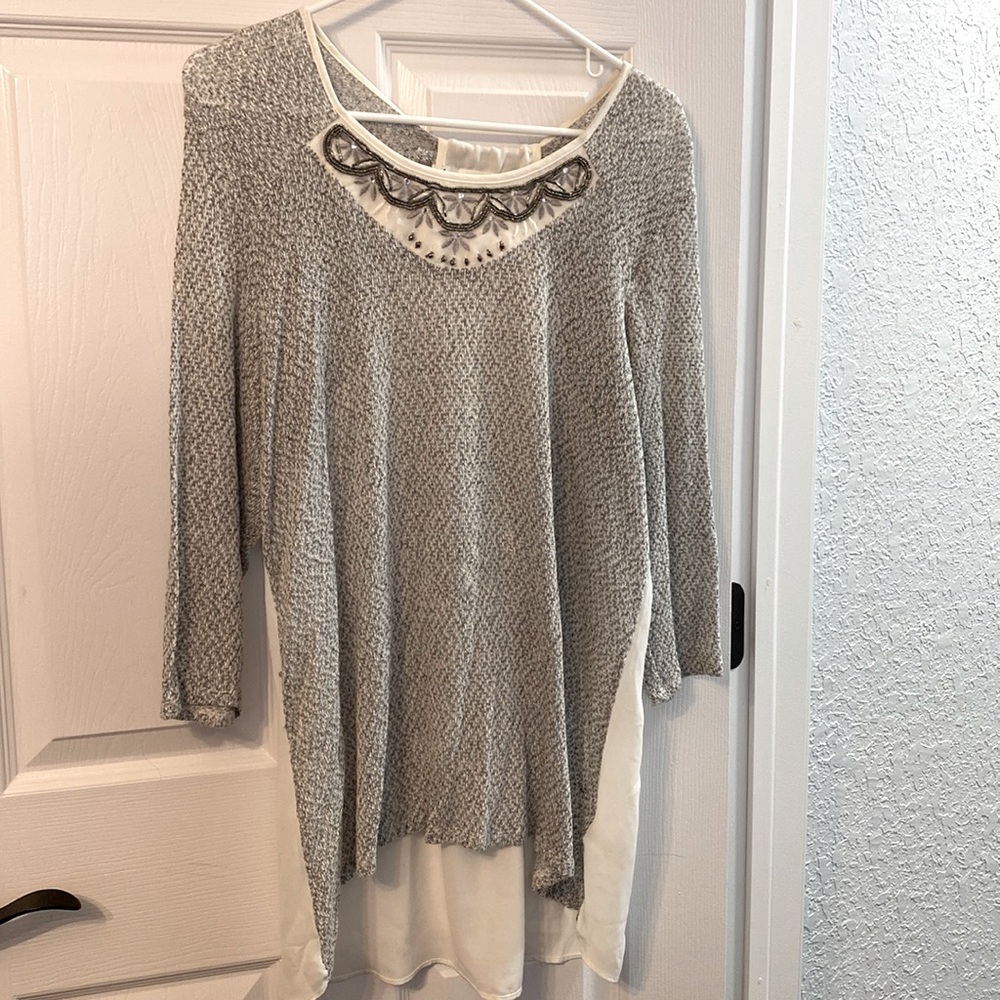 Grey top with white sheer back
